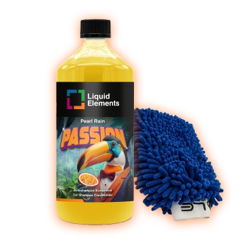 Liquid Elements Waschset; Shampoo Pearl Rain "Passion" + Waschhandschuh Chubby