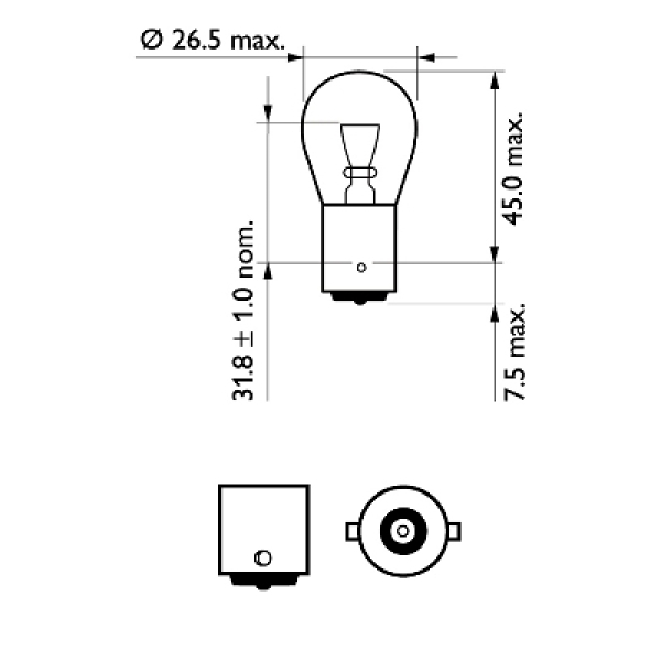 PHILIPS Blinkleuchte P21W I BA15s - 12V 21W - faster illumination Vision Plus
